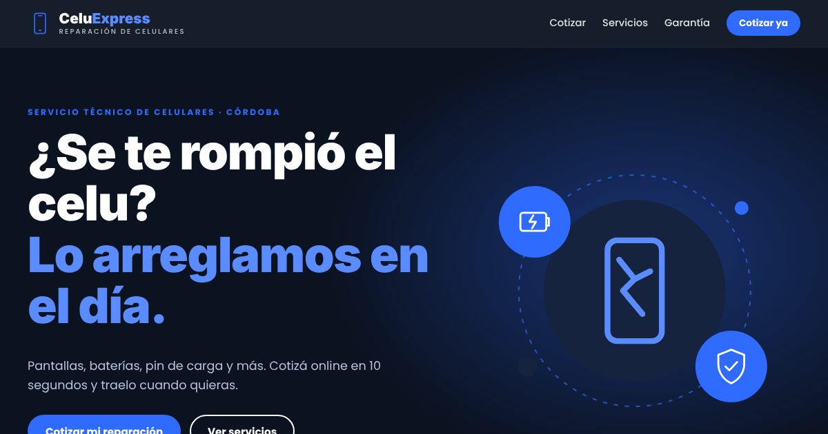 Demo de página web: reparación de celulares