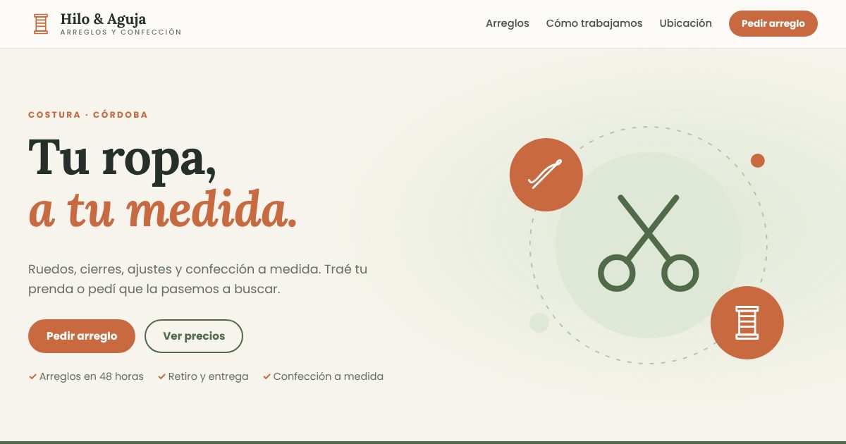 Demo de página web: costura