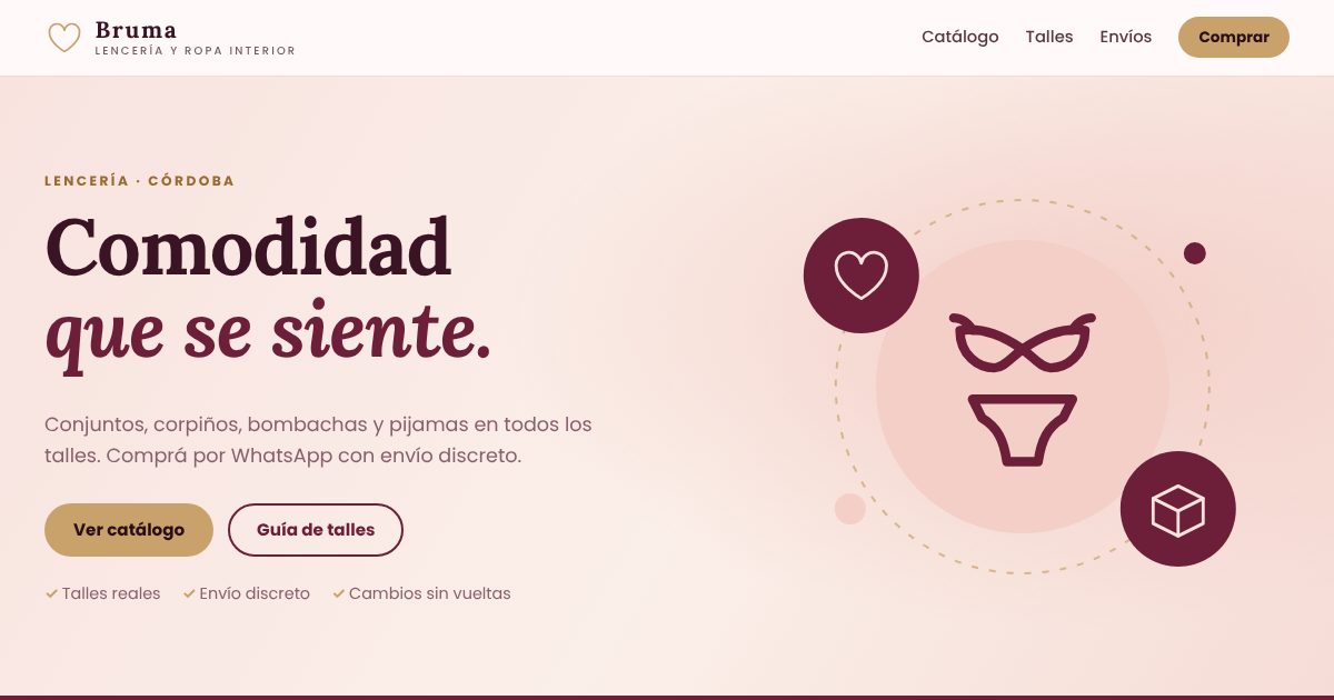 Demo de página web: ropa interior